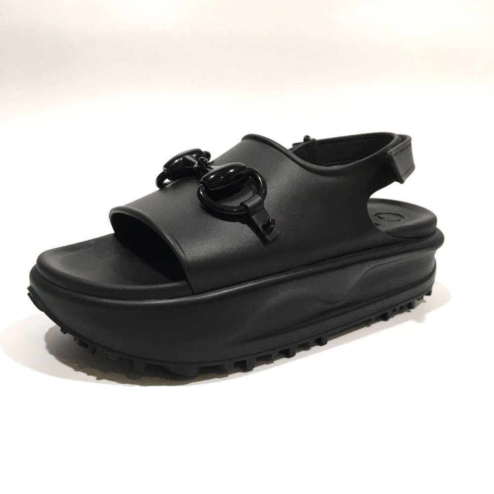 Gucci Black Platform Sandal with Signature Horsebit Detail
